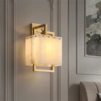 Alabaster Rectangular Wall Lamp | Copper Frame Elegant Accent Lighting - View 3