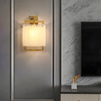Alabaster Rectangular Wall Lamp | Copper Frame Elegant Accent Lighting - View 4