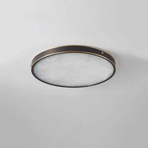 Alabaster Round Flushmount Ceiling Light | Brass Minimal Fixture
