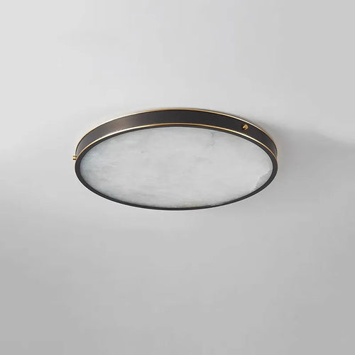 Alabaster Round Flushmount Ceiling Light | Brass Minimal Fixture