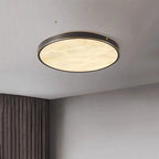 Alabaster Round Flushmount Ceiling Light | Brass Minimal Fixture - View 2