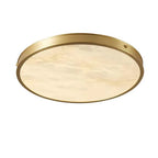 Alabaster Round Flushmount Ceiling Light | Brass Minimal Fixture - View 5
