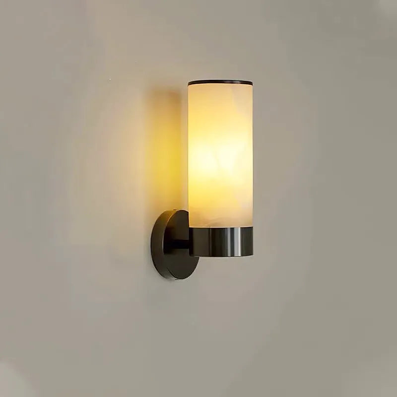 Alabaster Tube Wall Light | Soft Vertical Glow Fixture - View 9
