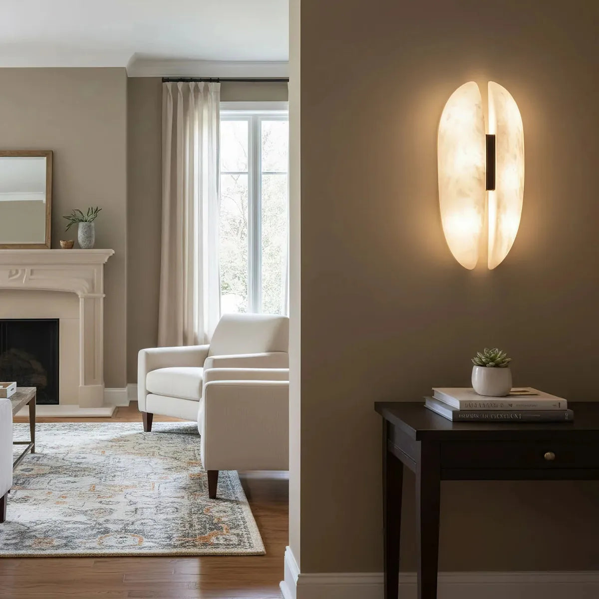 Alabaster Veil Wall Sconce – Decorative Lighting with Sculptural Design - View 6