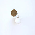 Mid-Century Brass Alabaster Wall Lamp with White Globe Shade - View 3