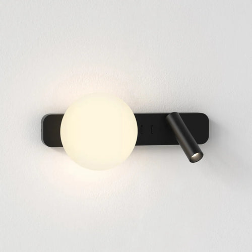 Alabaster Wall Lamp with Spherical Shade | Rotating Spotlight