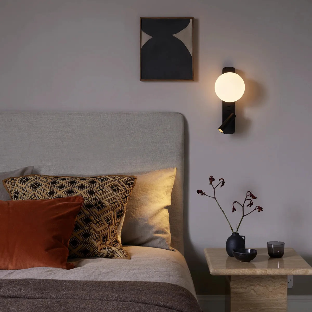 Alabaster Wall Lamp with Spherical Shade | Rotating Spotlight - View 4