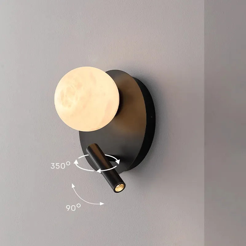 Alabaster Wall Lamp with Spherical Shade | Rotating Spotlight - View 7