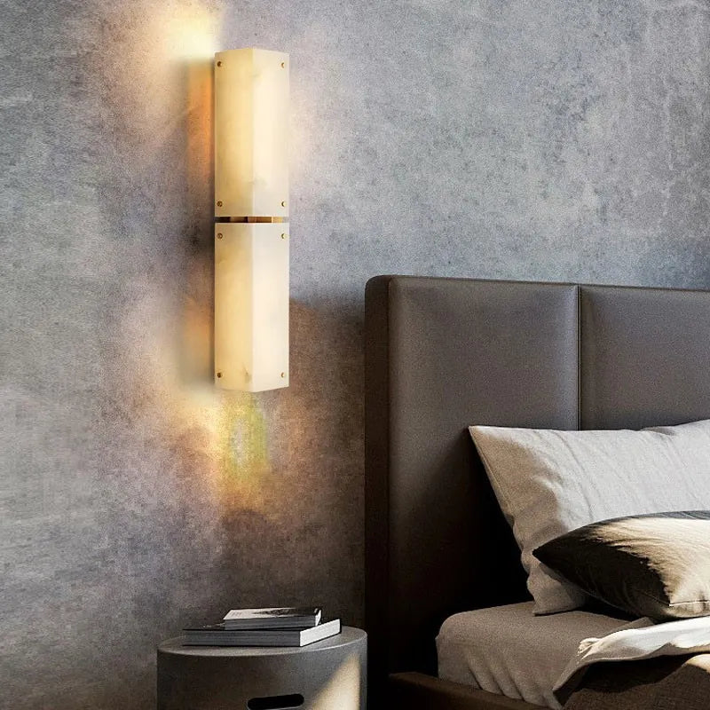 Alabaster Wall Sconce Light – Layered Design with Luminous Silhouette - View 2
