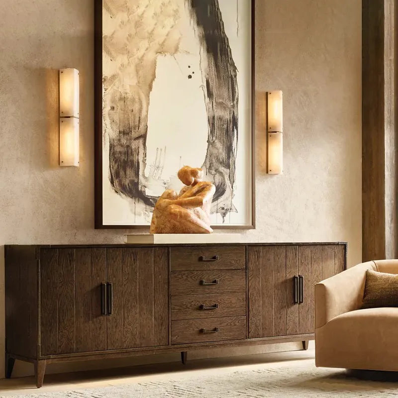 Alabaster Wall Sconce Light – Layered Design with Luminous Silhouette - View 3