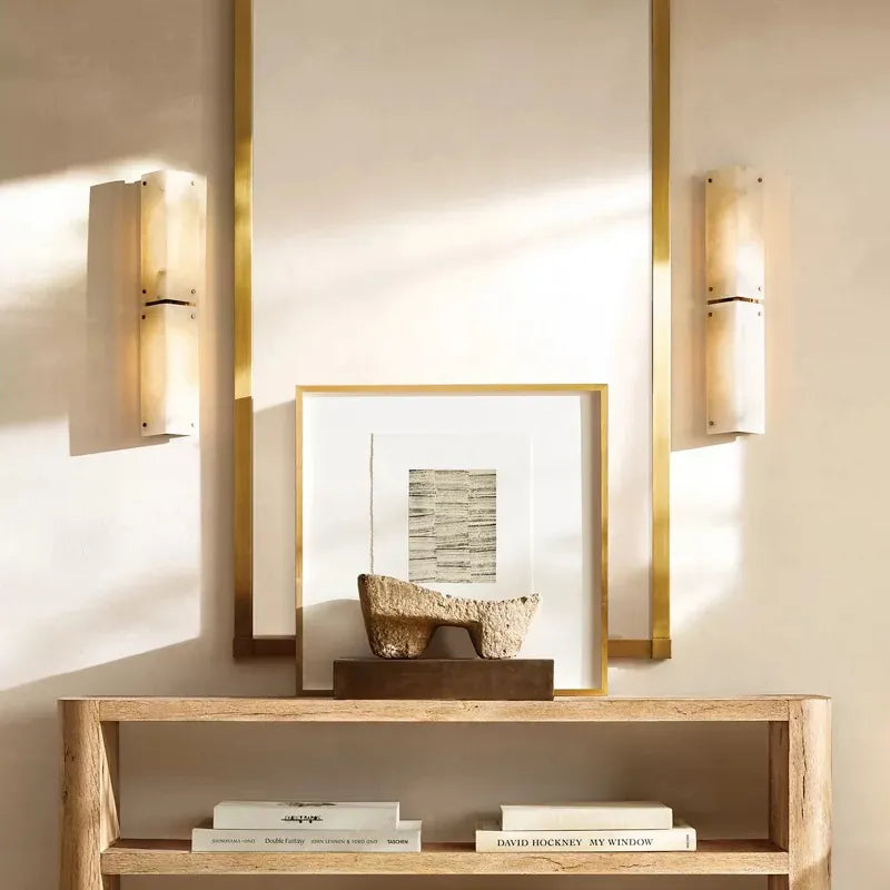 Alabaster Wall Sconce Light – Layered Design with Luminous Silhouette - View 4
