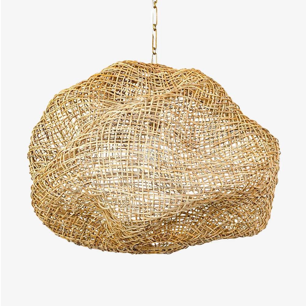Andorra Wicker Pendant — Artisan Handwoven Hanging Light with Warm Dappled Glow