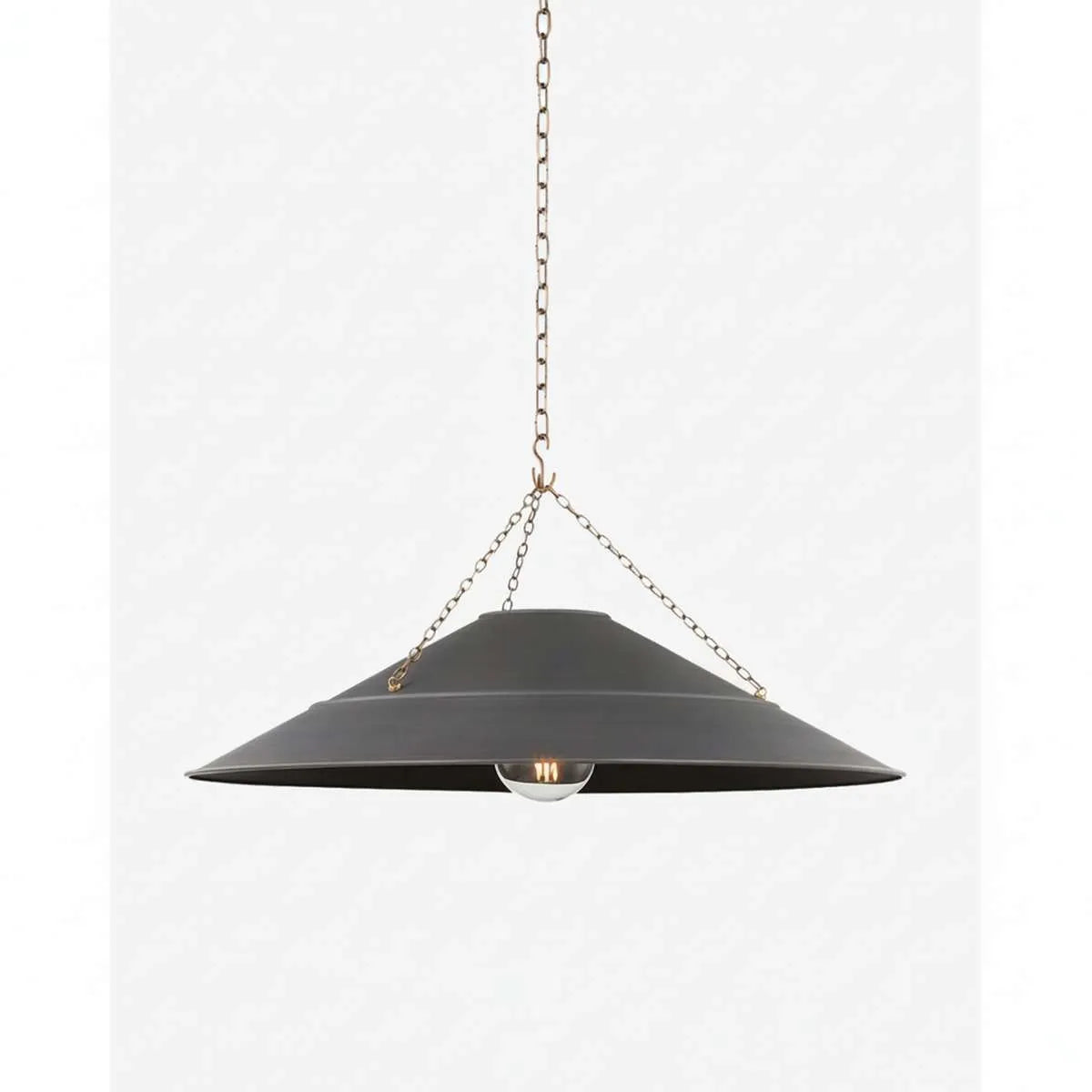 Arcane Pendant - Wide Tapered Shade Aged Brass Chain Pendant