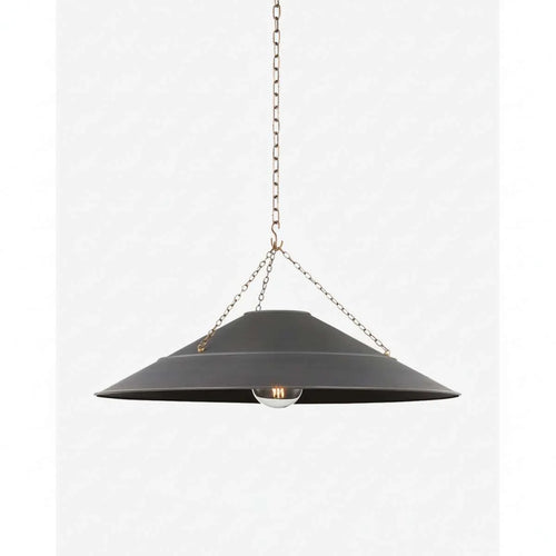 Arcane Pendant - Wide Tapered Shade Aged Brass Chain Pendant