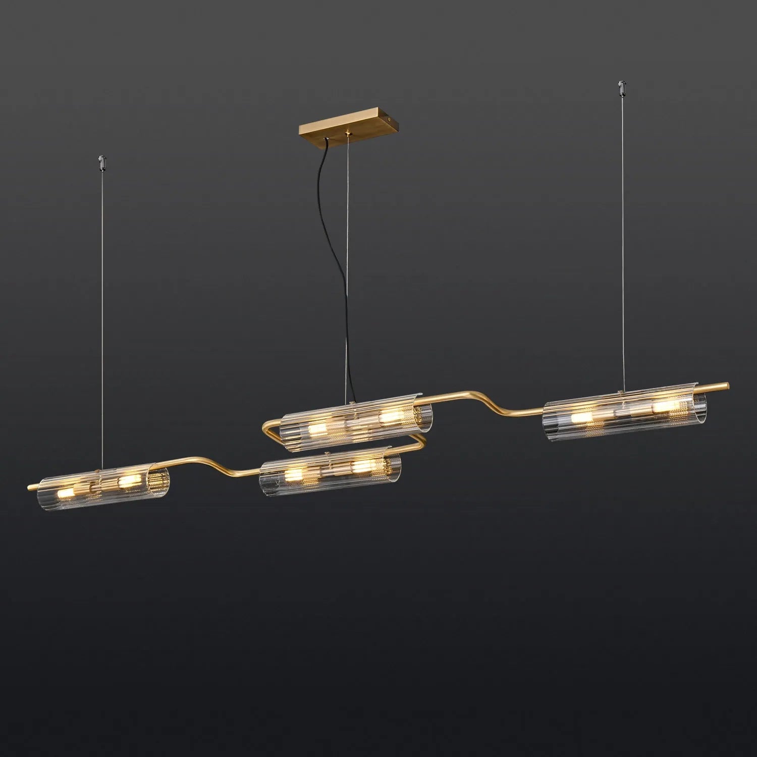 brass and clear glass chandelier