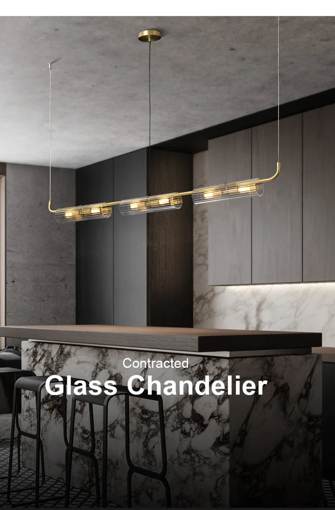 aged brass and clear glass chandelier