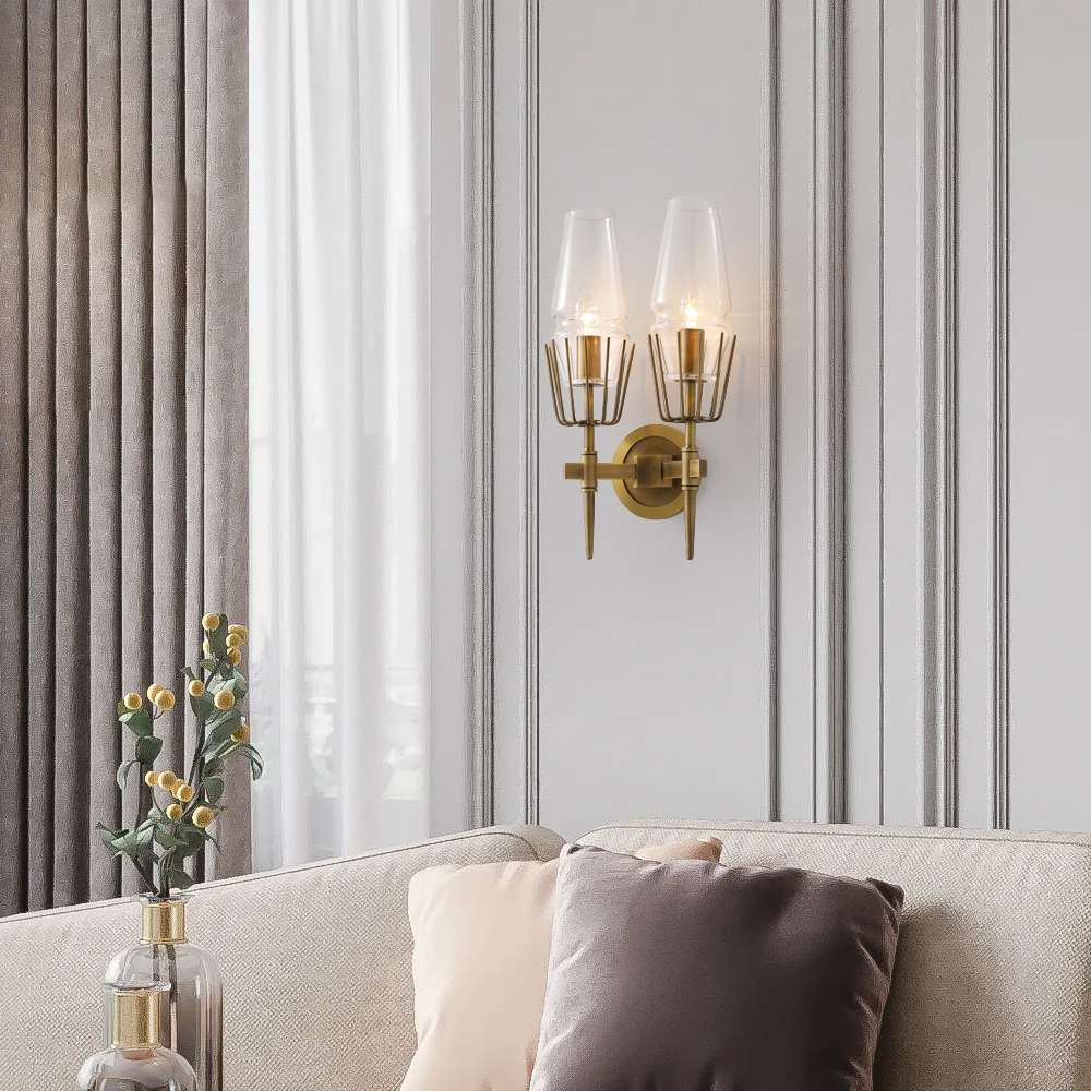 modern arrow wall light in brass