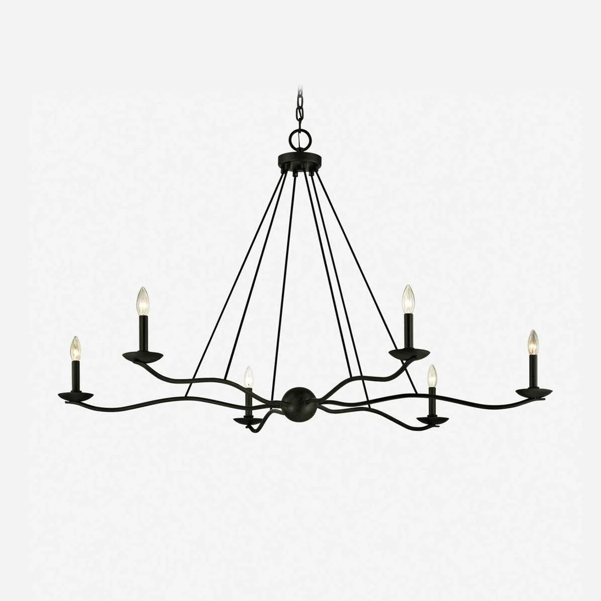 Atherton Forged Iron Chandelier 6-Light — Industrial Heritage Ceiling Light with Warm Commanding Glow