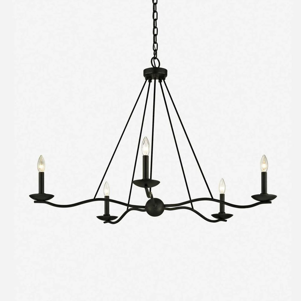 Atherton Forged Iron Chandelier 6-Light — Industrial Heritage Ceiling Light with Warm Commanding Glow