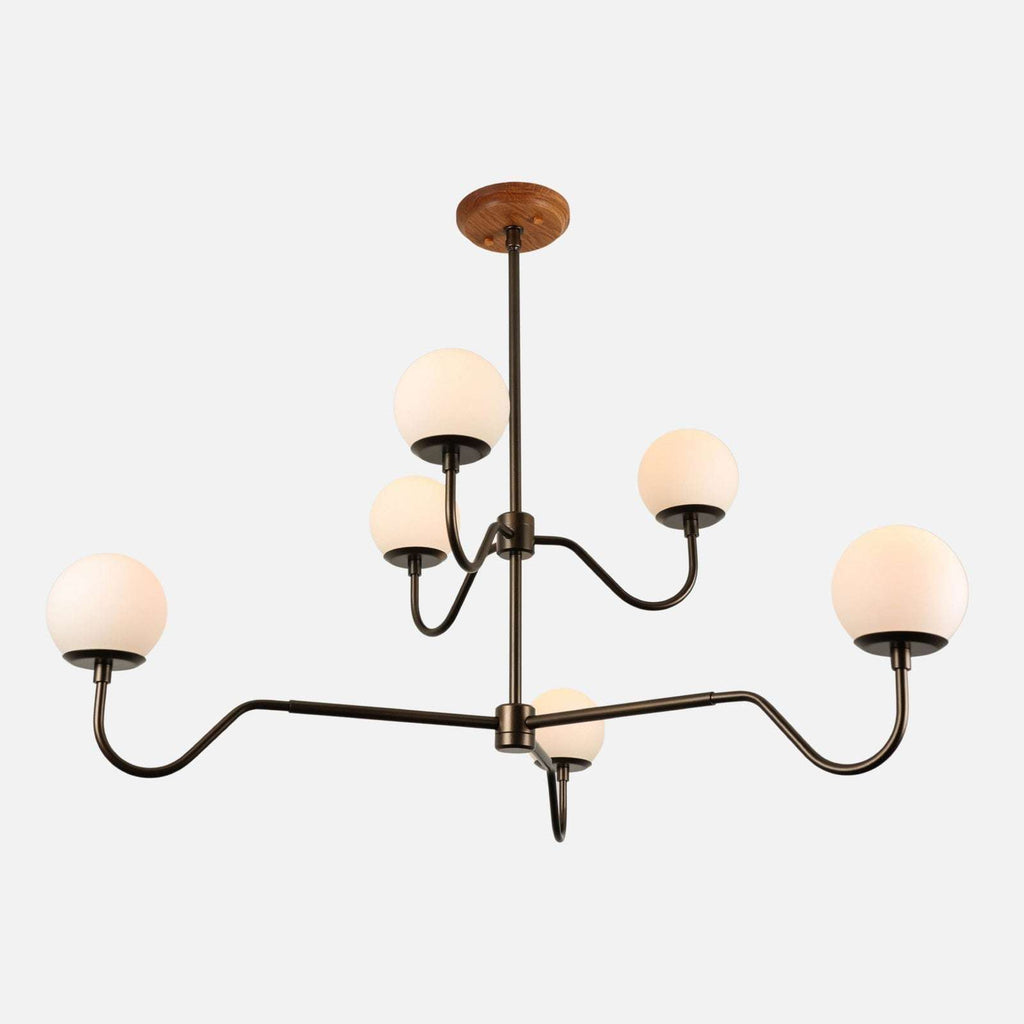 Aurelia Opal Glass Globe Chandelier — Multi-Arm Ceiling Light with Warm Milky Glow
