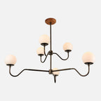 Aurelia Opal Glass Globe Chandelier — Multi-Arm Ceiling Light with Warm Milky Glow