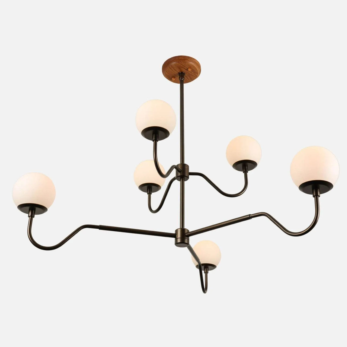 Aurelia Opal Glass Globe Chandelier multi-arm milky opal glass globe ceiling light with warm diffused glow in elegant dining room