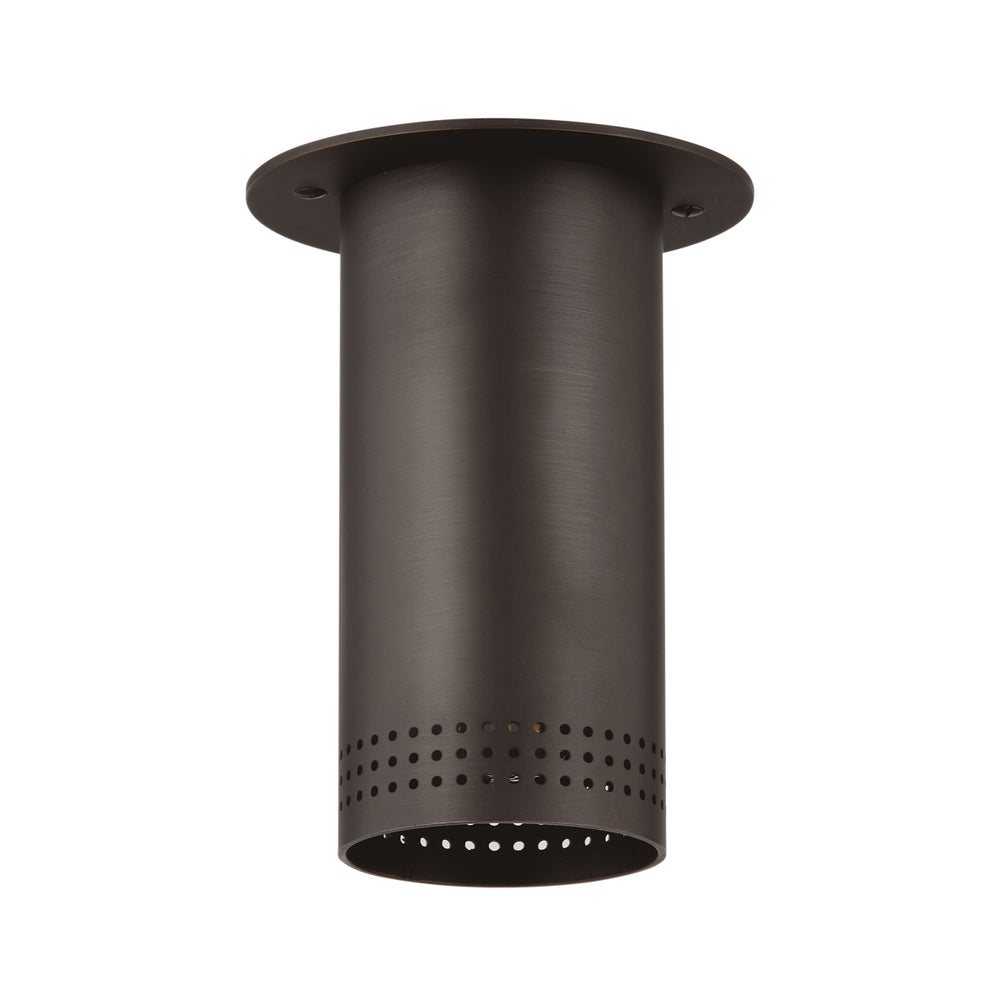 One-Light Perforated Steel Flush Mount Downlight in Brass or Bronze