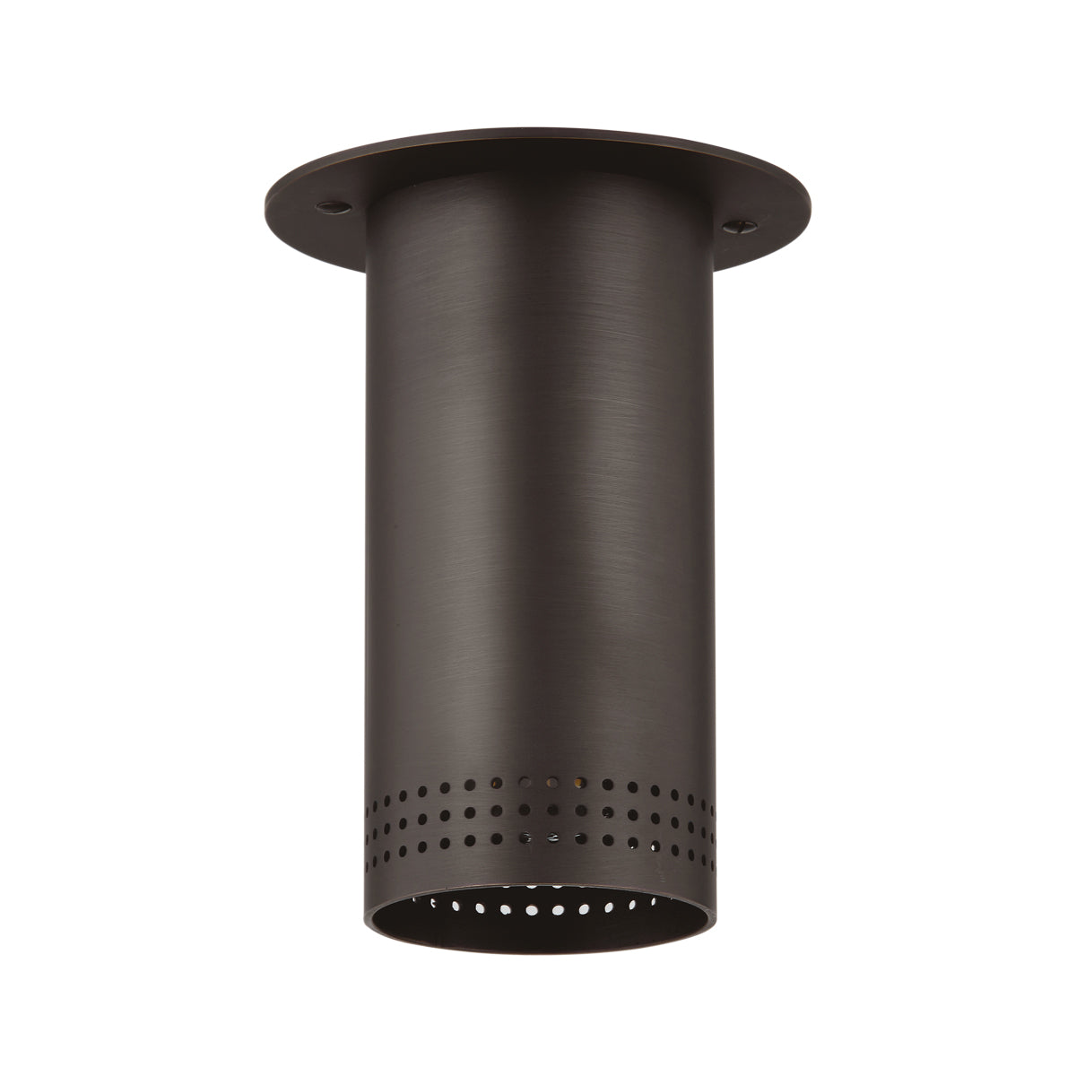 One-Light Perforated Steel Flush Mount Downlight in Brass or Bronze