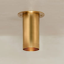 One-Light Perforated Steel Flush Mount Downlight in Brass or Bronze