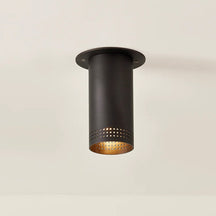 One-Light Perforated Steel Flush Mount Downlight in Brass or Bronze