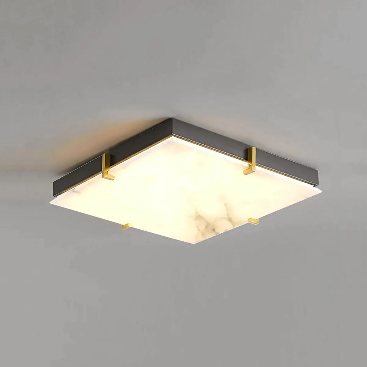 Black Alabaster Square Ceiling Lamp – Elegant Indoor Fixture for Bedroom