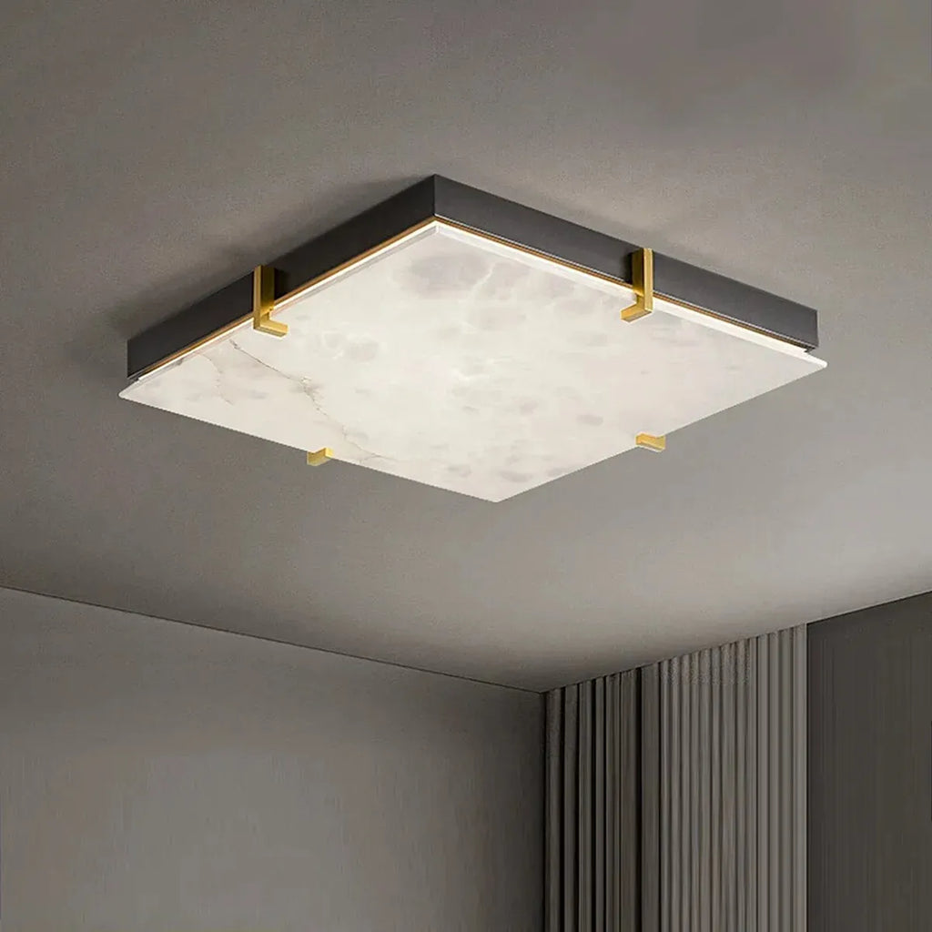 Black Alabaster Square Ceiling Lamp – Elegant Indoor Fixture for Bedroom - View 2