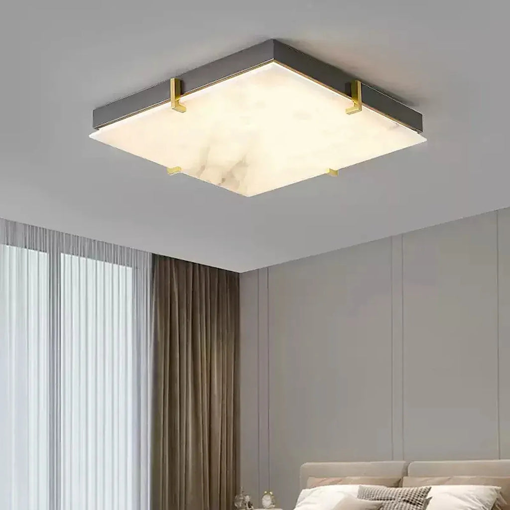 Black Alabaster Square Ceiling Lamp – Elegant Indoor Fixture for Bedroom - View 3
