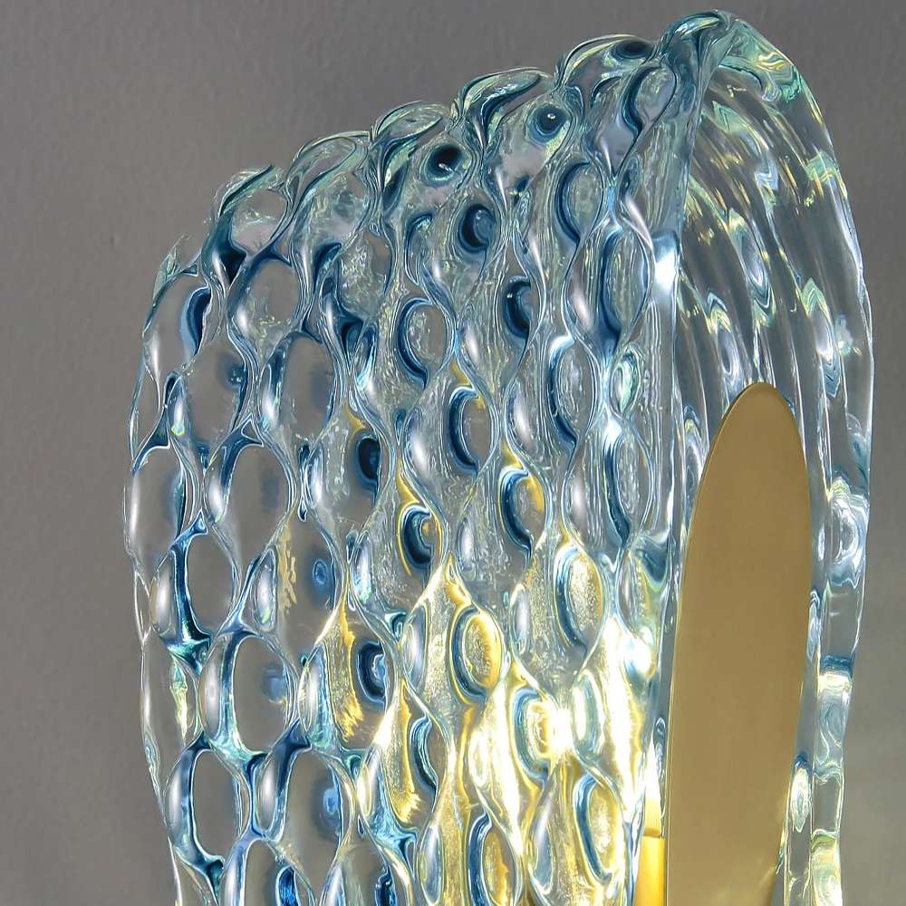 blue glass wall fixture