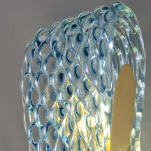 blue glass wall fixture