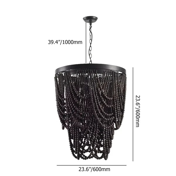 wooden bead chandelier lamp