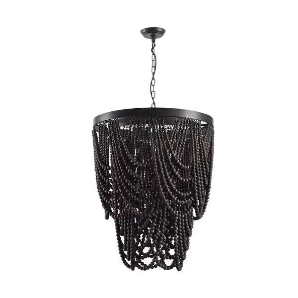 boho wooden bead chandelier