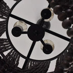 black wooden bead chandelier
