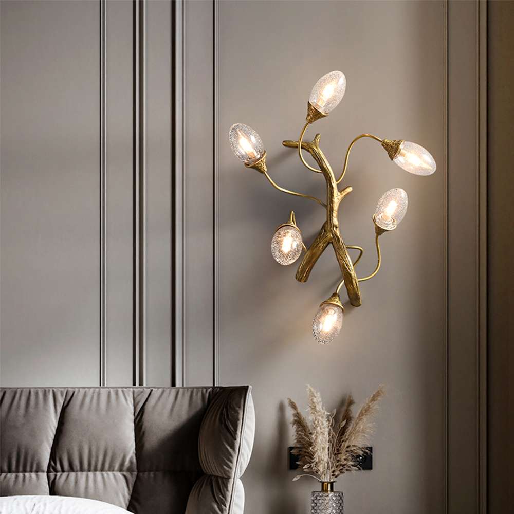 leaf shaped crystal wall light