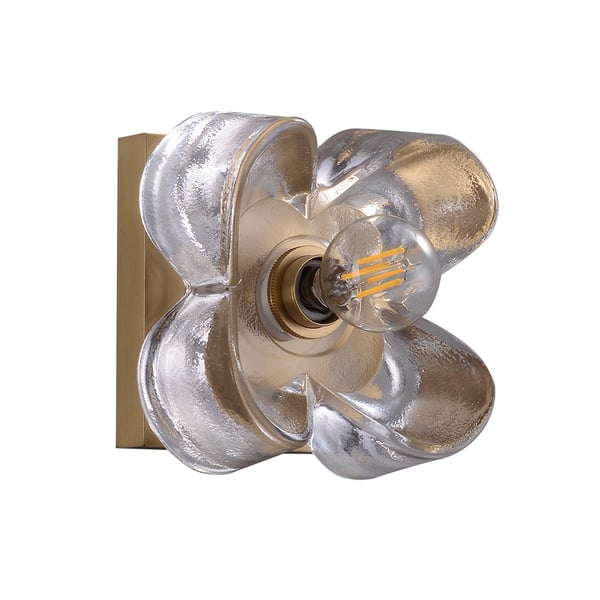 brass floral shade sconce