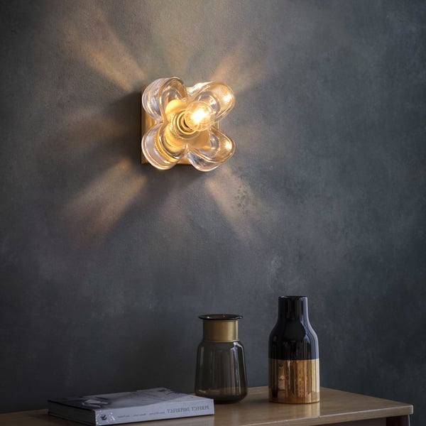 clear glass floral shade sconce