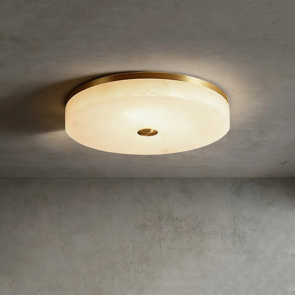 Brass Round Alabaster Ceiling Light – Contemporary Indoor Ceiling Fixture
