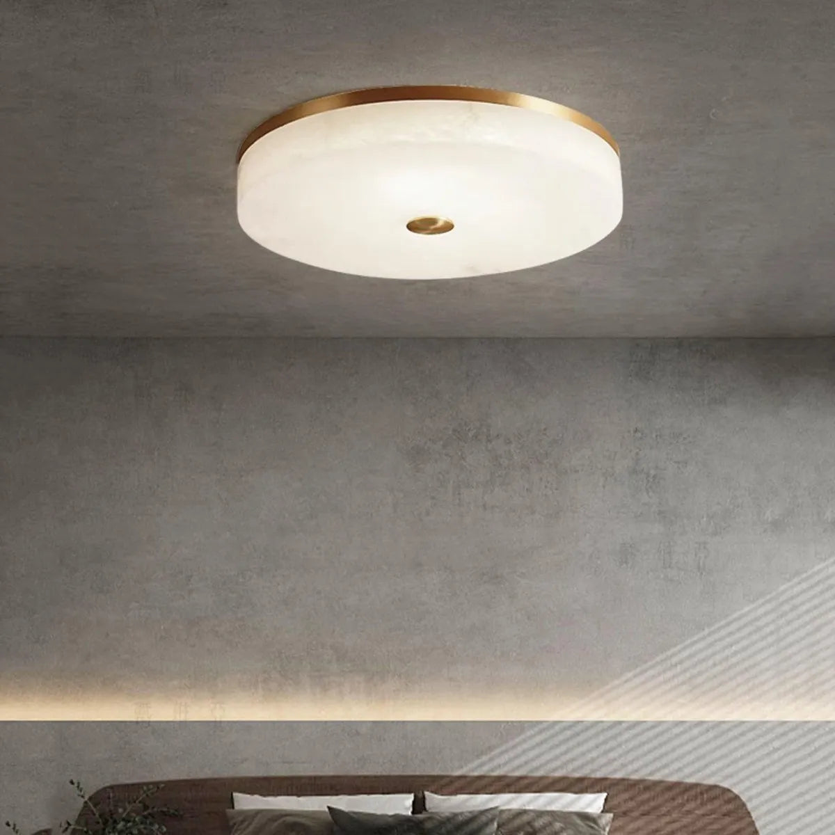 Brass Round Alabaster Ceiling Light – Contemporary Indoor Ceiling Fixture