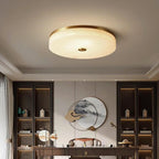 Brass Round Alabaster Ceiling Light – Contemporary Indoor Ceiling Fixture - View 3