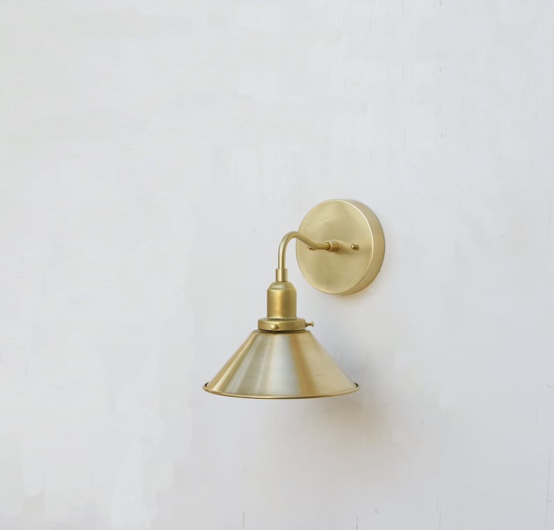 brass flared shade wall sconce