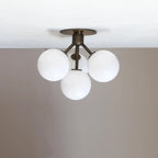 Modern Brass Sputnik Ceiling Light – Mid-Century Frosted Glass Lamp