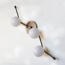 Modern Brass Wall Sconce, White Globe Vanity Light, Minimalist Wall Lamp - View 5