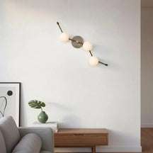 Modern Brass Wall Sconce, White Globe Vanity Light, Minimalist Wall Lamp
