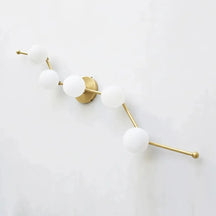 Modern Brass Wall Sconce with White Glass Globe for Vanity – view 7