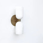 Elegant Vintage French Brass Wall Light with Double Alabaster Shades